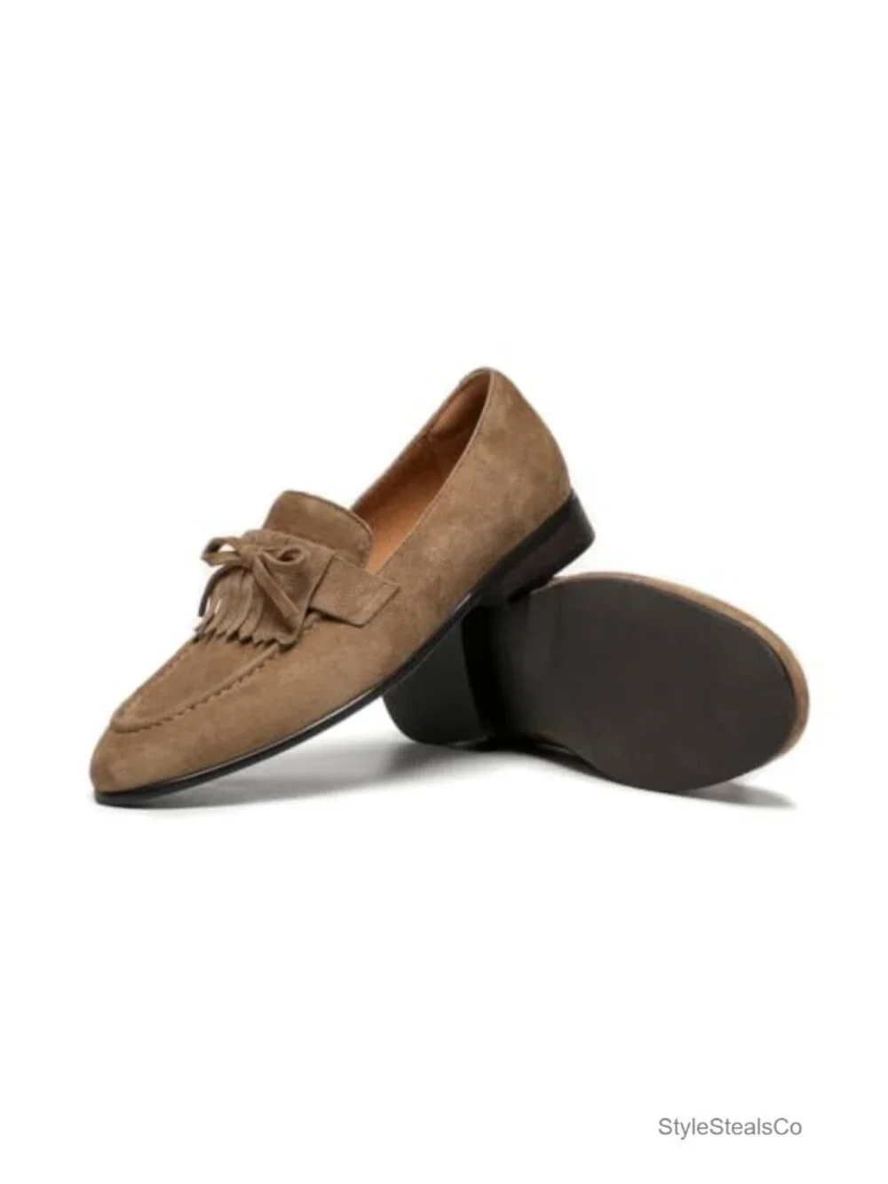 Suede Loafers for Women Slip On Tassel Bow Business Casual